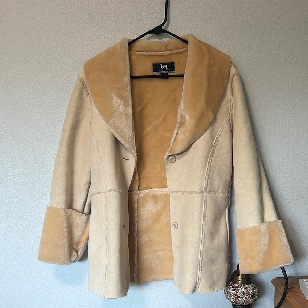 Beige and Tan vintage Women's shearling Coat
